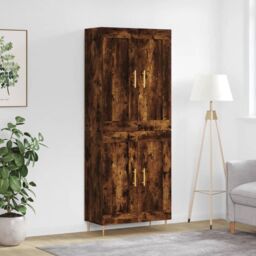 Berkfield Home Highboard Smoked Oak 69.5x34x180 cm Engineered Wood in Brown - thumbnail 1