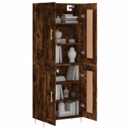 Berkfield Home Highboard Smoked Oak 69.5x34x180 cm Engineered Wood in Brown - thumbnail 3