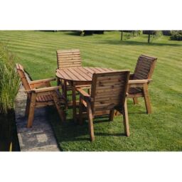 Churnet Valley Garden Furniture Ltd Valley 4 Seater Round 4XC - Timber - Minimal Assembly Required in Brown