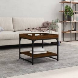 Berkfield Home Decorative Coffee Table Brown Oak 49.5x49.5x45 cm Engineered Wood - thumbnail 2
