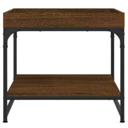 Berkfield Home Decorative Coffee Table Brown Oak 49.5x49.5x45 cm Engineered Wood - thumbnail 4