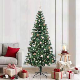 Berkfield Home Artificial Pre-lit Christmas Tree Green 210 cm PVC & Metal