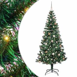 Berkfield Home Artificial Pre-lit Christmas Tree Green 210 cm PVC & Metal - thumbnail 2
