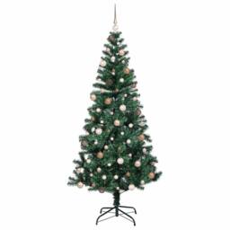 Berkfield Home Artificial Pre-lit Christmas Tree Green 210 cm PVC & Metal - thumbnail 4