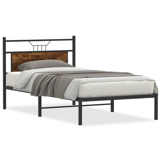 Berkfield Home Bed Frame without Mattress Smoked Oak 100x190 cm Engineered Wood in Brown - image 1