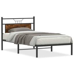 Berkfield Home Bed Frame without Mattress Smoked Oak 100x190 cm Engineered Wood in Brown - thumbnail 1