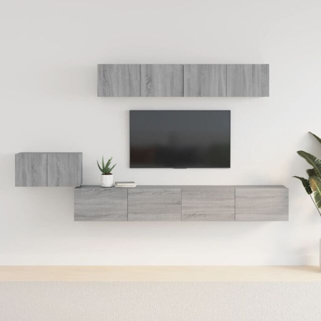 Berkfield Home 5 Piece TV Cabinet Set Grey Sonoma Engineered Wood - image 1