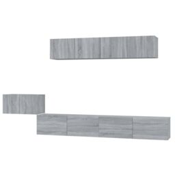 Berkfield Home 5 Piece TV Cabinet Set Grey Sonoma Engineered Wood - thumbnail 2