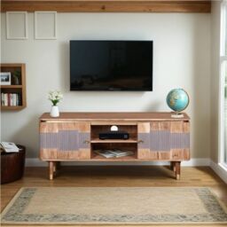 IH Design Alicia Acacia Wood TV Unit Upto 60 Inch in Grey - thumbnail 5