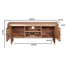 IH Design Alicia Acacia Wood TV Unit Upto 60 Inch in Grey - thumbnail 4