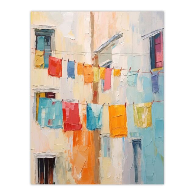 "Wee Blue Coo Wall Art Print Every Day Is Laundry Day Multicoloured Living Room - Size: W24"" x H32""" - image 1