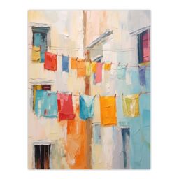 "Wee Blue Coo Wall Art Print Every Day Is Laundry Day Multicoloured Living Room - Size: W24"" x H32""" - thumbnail 1