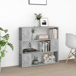 Berkfield Home Book Cabinet Room Divider Concrete Grey 100x24x94 cm - Size: 100 x 24 x 94 cm - thumbnail 3