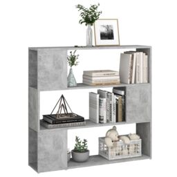 Berkfield Home Book Cabinet Room Divider Concrete Grey 100x24x94 cm - Size: 100 x 24 x 94 cm - thumbnail 4
