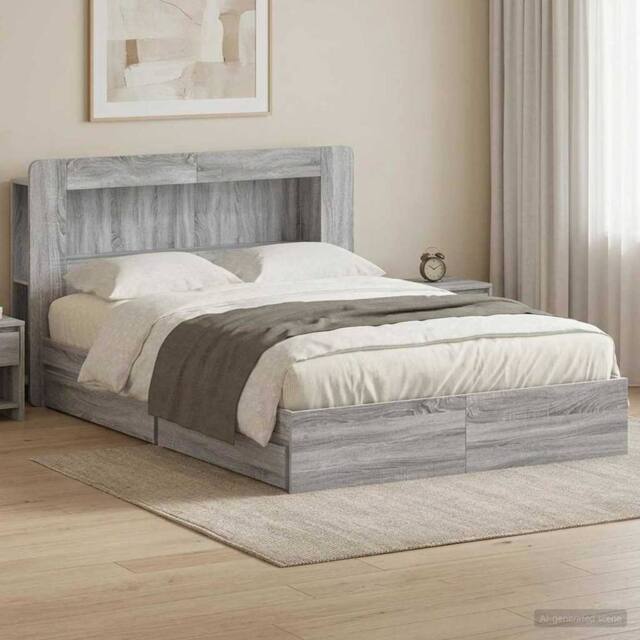 Berkfield Home Bed Frame with Storage Grey Sonoma 150 x 200 cm Engineered Wood - image 1