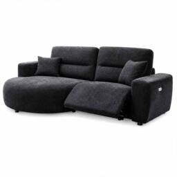 Furnishings For Less UK Denton Black Left Hand Electric Recliner Chaise Sofa Chenille Fabric - thumbnail 2