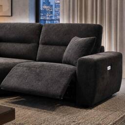 Furnishings For Less UK Denton Black Left Hand Electric Recliner Chaise Sofa Chenille Fabric - thumbnail 5