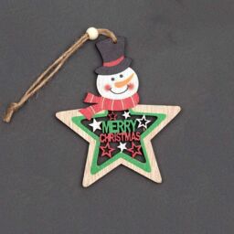 Shatchi Christmas Tree Ornaments Wooden Aesthetic Hanging Decorations Painted Stars 3Pcs - thumbnail 5