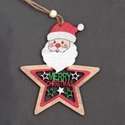 Shatchi Christmas Tree Ornaments Wooden Aesthetic Hanging Decorations Painted Stars 3Pcs - thumbnail 4