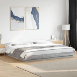 Berkfield Home Bed Frame without Mattress Grey Sonoma 180x200 cm Super King - thumbnail 1