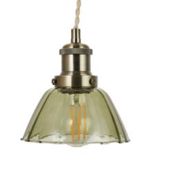 First Choice Lighting Vintage - Green Glass with Antique Brass 3 Light Cluster Pendant in Bronze - thumbnail 5