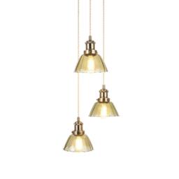 First Choice Lighting Vintage - Green Glass with Antique Brass 3 Light Cluster Pendant in Bronze - thumbnail 3
