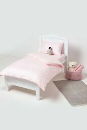 Homescapes Cotton Stripe Fitted Cot Sheets 330 Thread Count, 2 Pack in Pink - thumbnail 2