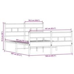 Berkfield Home Metal Bed Frame without Mattress Smoked Oak 160x200 cm in Brown - thumbnail 9