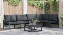 Berkfield Home Garden Sofa Set 5 pcs Anthracite Steel - thumbnail 4