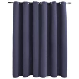 Berkfield Home Blackout Curtain with Metal Rings Anthracite 290x245 cm in Charcoal - thumbnail 1