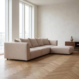 Abakus Direct Tokyo Large Corner Sofa Brushed Tweed Fabric with Deep Seats in Cream - thumbnail 4