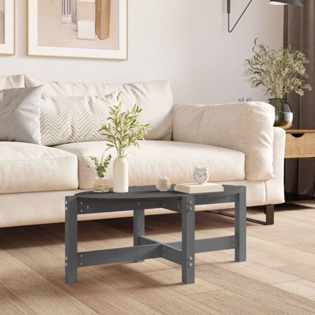 Berkfield Home Coffee Table Grey 87x48x35 cm Solid Wood Pine - Size: 87 x 48 x 35 cm - image 1