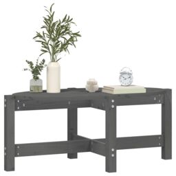Berkfield Home Coffee Table Grey 87x48x35 cm Solid Wood Pine - Size: 87 x 48 x 35 cm - thumbnail 4