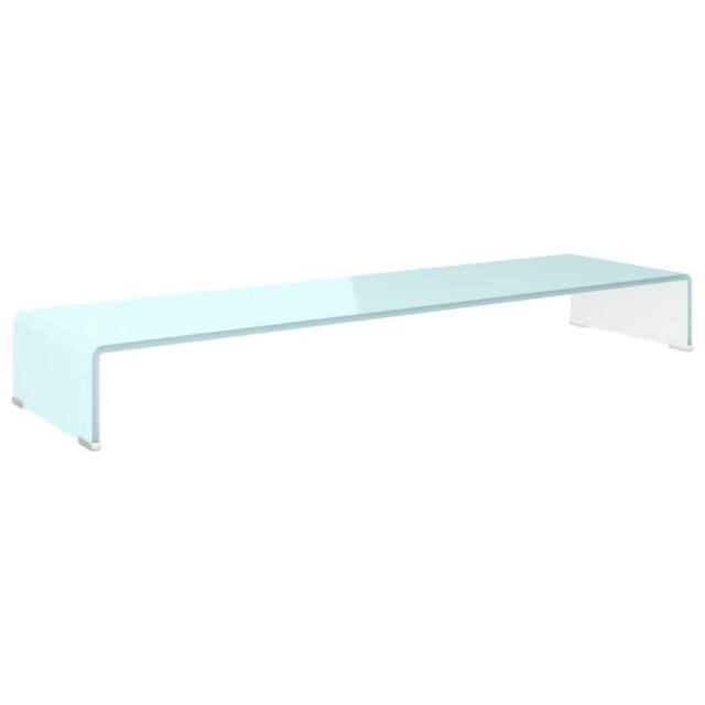 Berkfield Home TV Stand/Monitor Riser Glass Green 110x30x13 cm in Aqua - Size: 110 x 30 x 13 cm - image 1