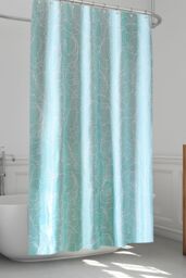 Neel Blue Flower Design Polyester Shower Curtain, Water Resistant Bathroom Curtains in Light Blue - Size: 180 cm width x 180 cm drop - thumbnail 6