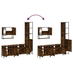 Berkfield Home Durable 4 Piece Bathroom Furniture Set Smoked Oak Engineered Wood in Brown - thumbnail 9