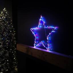 Samuel Alexander 60cm Light up Metal Hanging Christmas Star Decoration with 280 Rainbow LEDs - thumbnail 2
