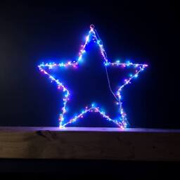 Samuel Alexander 60cm Light up Metal Hanging Christmas Star Decoration with 280 Rainbow LEDs