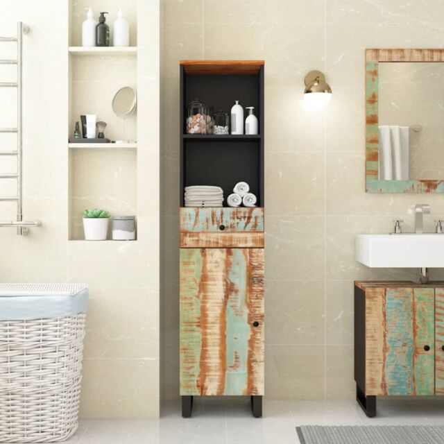 Berkfield Home Bathroom Cabinet 38x33x160 cm Solid Wood Reclaimed - Size: 38 x 33 x 160 cm - image 1