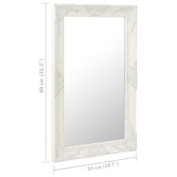 Berkfield Home Wall Mirror Baroque Style 50x80 cm White - thumbnail 5