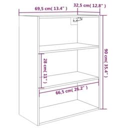 Berkfield Home Hanging Wall Cabinet Sonoma Oak 69.5x32.5x90 cm in Light Oak - thumbnail 8
