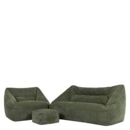 icon Bean Bag Sofa & Footstool Bundle, Jumbo Corduroy in Green - Size: Medium - thumbnail 3