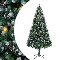 Berkfield Home Artificial Christmas Tree with 300 LEDs with Stand Green 240 cm - thumbnail 2