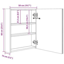 Berkfield Home LED Bathroom Mirror Cabinet Concrete Grey 50x14x60 cm - Size: 50 x 14 x 60 cm - thumbnail 8