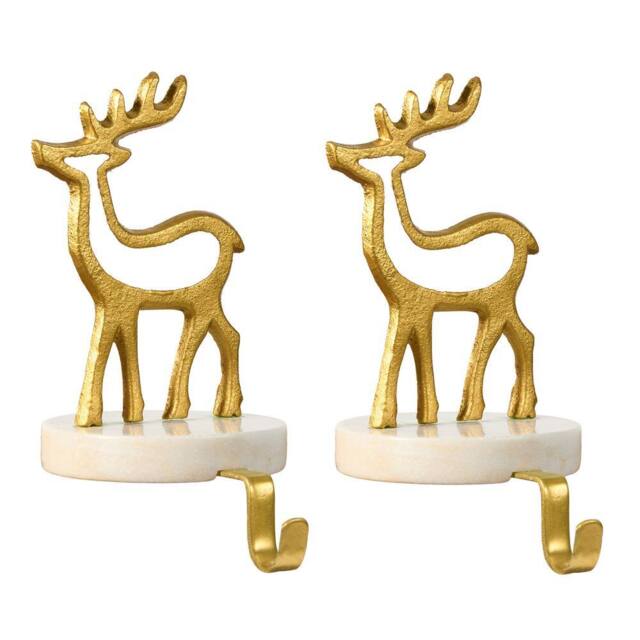 Dibor Set of 2 Marble & Gold Reindeer Christmas Stocking Holder - Size: 2 Pack - image 1
