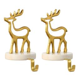 Dibor Set of 2 Marble & Gold Reindeer Christmas Stocking Holder - Size: 2 Pack - thumbnail 1