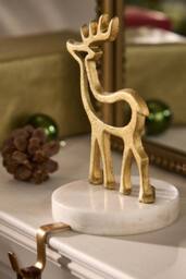 Dibor Set of 2 Marble & Gold Reindeer Christmas Stocking Holder - Size: 2 Pack - thumbnail 4