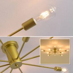 NIVOR 10 light Industrial Chandelier Mid Century Flush Mount Ceiling Light in Metallic Gold - thumbnail 7