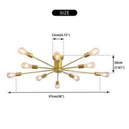 NIVOR 10 light Industrial Chandelier Mid Century Flush Mount Ceiling Light in Metallic Gold - thumbnail 4