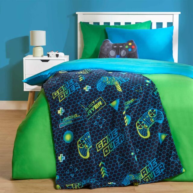 OHS Throw Sherpa Gaming Bed Blanket Fleece Warm Supersoft Gamer in Dark Navy - image 1